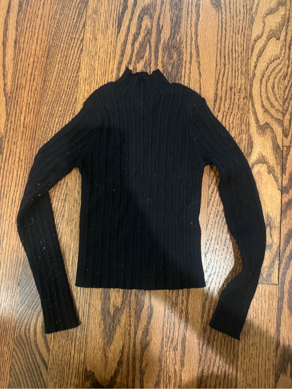 Zara Black Ribbed Mock Neck Sweater